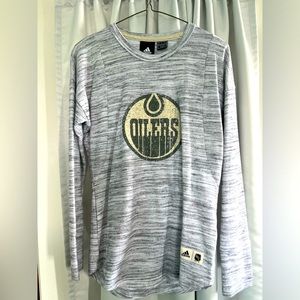 Oilers Adidas NHL vintage inspired long sleeve ladies tee